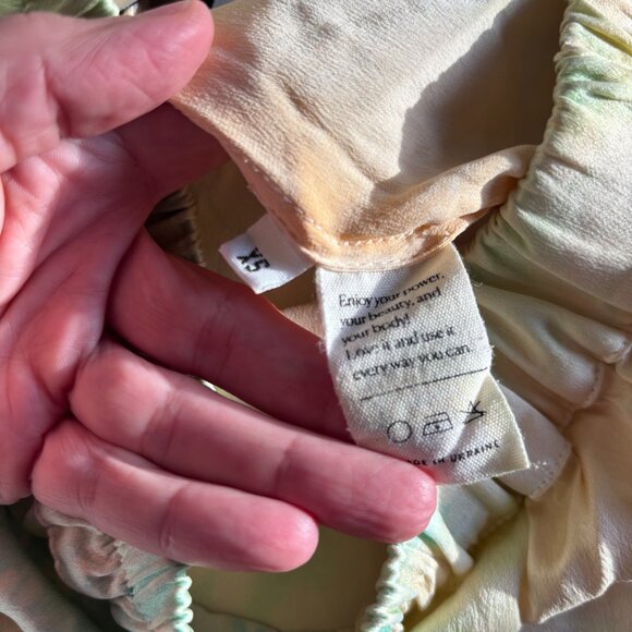 NWT Sleeper Silk Satin Pajama Set Tie Dye Yellow Mimosa Party Loungewear XS - Picture 10 of 10